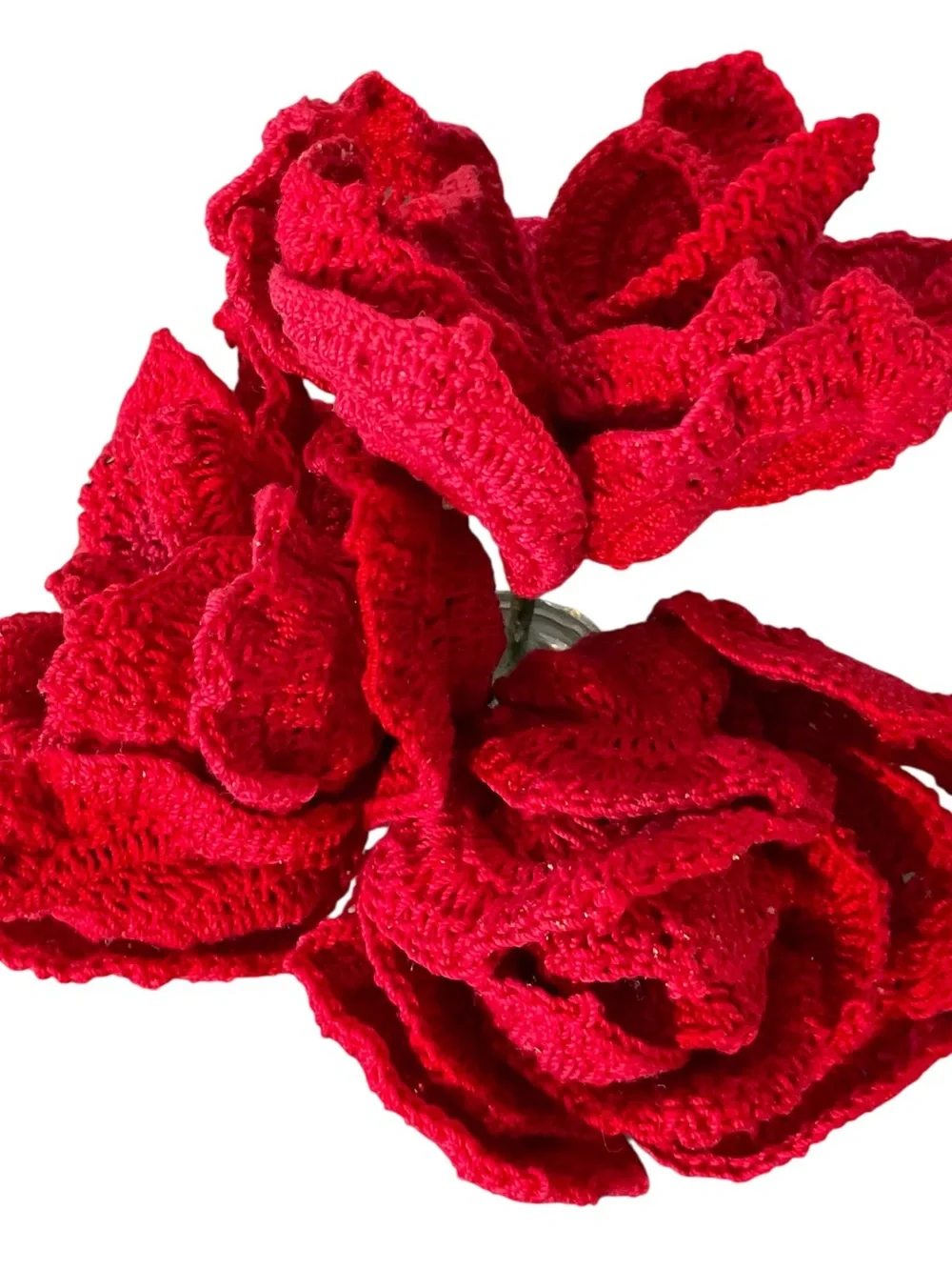 Red Crochet Flower Stem Decorative Accent - Home Accents